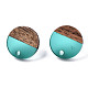 Accessoires de boucles d'oreilles en résine transparente et bois de noyer MAK-N032-007A-A01-2