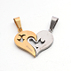 Les amateurs de bijoux couple valentine 304 inoxydable cardiaques strass en acier avec le mot i aiment vous avez renversé pendentifs STAS-E090-83G-2