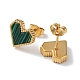 6 Pair 2 Color Synthetic Malachite Heart Stud Earrings EJEW-A024-11-4