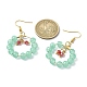 Boucles d'oreilles pendantes avec anneau en perles de verre imitation jade EJEW-JE05568-02-2