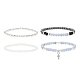 4pcs 4 style naturel angelite & lave rock & opalite ensemble de bracelets extensibles perlés ronds BJEW-JB09083-1