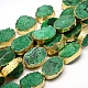Golden Plated Dyed Oval Natural Druzy Quartz Crystal Beads Strands G-F144-06-1