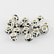 Large Hole Heart Pattern Acrylic European Beads with Silver Tone Brass Double Cores OPDL-R113-01B-1