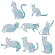 防水 pvc 着色されたレーザー染色ウィンドウ フィルム粘着ステッカー  静電窓ステッカー  猫の模様  12cm  16個/セット DIY-WH0256-029-1