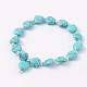 Heart Natural & Synthetic Mixed Stone Beads Charm Stretch Bracelets BJEW-JB02100-2