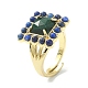 Natural Malachite & Lapis Lazuli Adjustable Ring RJEW-B030-01A-07-2