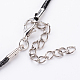 Antique Silver Alloy Heart Waxed Cord Pendant Necklaces NJEW-O087-04-3