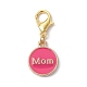 Muttertags-Herz/flache runde Anhänger mit dem Wort „Mama“ aus legierter Emaille HJEW-JM01508-4
