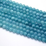 Brins de perles de quartz bleu naturel, teinte, ronde, 8mm, Trou: 1mm, Environ 46~50 pcs/chapelet, 15 pouce