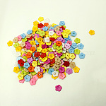 Mode Pflaumenblüte Form-Schaltflächen mit verschiedenen Farben, ABS-Kunststoff-Taste, Mischfarbe, 22 mm, Bohrung: 2 mm, ca. 400 Stk. / Beutel
