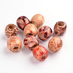 Perles rondes en bois naturel mélangé de 16 mm, pour la fabrication de bijoux écartement breloques lâches