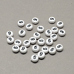 Weißes und schwarzes Acryl, flach rund mit num. 6, 7x4 mm, Bohrung: 1.3 mm, ca. 3600 Stk. / 500 g