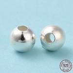 925 стерлингов серебряные шарики Spacer, круглые, серебряные, 4 мм, отверстие : 1.4~1.5 мм
