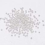 Perles à écraser en laiton , Sans cadmium & sans nickel & sans plomb, baril, couleur argentée, environ 2 mm de diamètre, Longueur 1.2mm, trou: environ 1.2 mm, environ 909 pcs/10 g