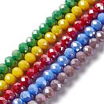 Chapelets de perles en verre électroplaqué, couleur ab , facette, rondelle, couleur mixte, 8x6mm, Trou: 1mm, Environ 68 pcs/chapelet, 15.3 pouce