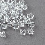 Perles en verre d'imitation cristal, transparent , facette, Toupie, clair, 3.5x3mm, Trou: 1mm, environ 720 pcs / sachet 