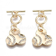Brass Micro Pave Clear Cubic Zirconia Toggle Clasps KK-S356-309-NF