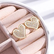Серьги-гвоздики из латуни с микро-паве из прозрачного кубического циркония для женщин EJEW-C125-32G