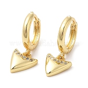 Серьги-кольца из латуни с треугольным покрытием и фианитами EJEW-D061-26G