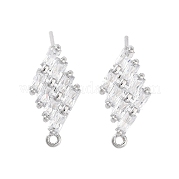 Brass Micro Pave Cubic Zirconia Stud Earring Findings KK-E107-24P