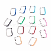 Двухцветные прямоугольные серьги-кольца Huggie Hoop из нержавеющей стали 304 с эмалью для женщин EJEW-C010-10-P
