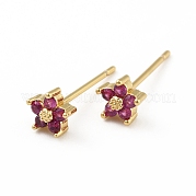 Серьги-гвоздики с кубическим цирконием EJEW-C035-15G-04