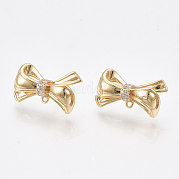 Brass Cubic Zirconia Stud Earring Findings KK-S350-425