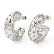 Круглые серьги-гвоздики из латуни с желобками EJEW-K248-06P