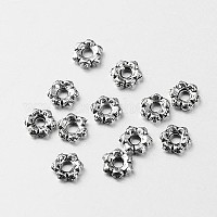 PandaHall 300pcs Antique Silver Tibetan Alloy Flower Spacer Beads Daisy  Metal Spacers for Bracelet Necklace Jewelry Making, 6x6x2mm