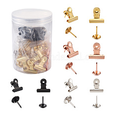 40 Sets 4 Colors Iron Clips and Round Head Drawing Pins AJEW-TA0002-01