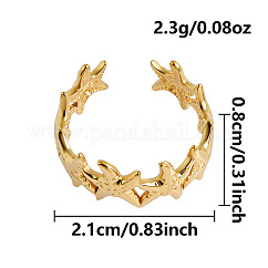 Bagues ouvertes en acier inoxydable 304 à l'effigie d'animaux marins, or, étoiles de mer, 8mm, diamètre intérieur: 21 mm