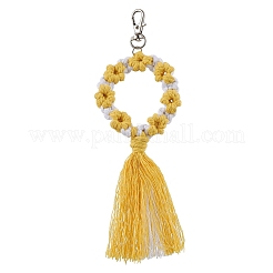 Fiore fatto a mano macramè fili di cotone ciondolo decorazioni&nbsp;HJEW-JM02614