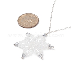Collar con colgante de copo de nieve con cuentas de vidrio y hematita sintética&nbsp;NJEW-JN04272