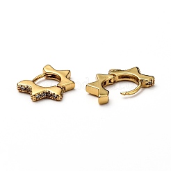 Orecchini a cerchio huggie in zirconi cubici trasparenti micro pavè&nbsp;EJEW-H121-11G