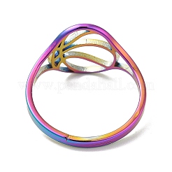 Bague de basket-ball creuse réglable en acier inoxydable 304 avec placage ionique (IP) pour femme&nbsp;RJEW-M149-28RC