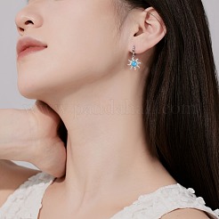 Sonnen-Creolen aus rhodiniertem Sterlingsilber mit Mikropavé und Zirkonia&nbsp;EJEW-P257-01P