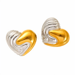 Boucles d'oreilles puces bicolores en acier inoxydable 304 pour femmes&nbsp;WGF242D-01