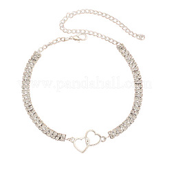 Cavigliere da tennis con doppio cuore in ottone e strass di cristallo per donna&nbsp;FS-WGBD382-02
