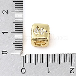 Laiton micro pave zircon cubique transparent perles européennes&nbsp;KK-K368-01G-09