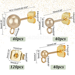 120 ensemble de 3 boucles d'oreilles à tige en acier inoxydable 304 et 202 et en laiton&nbsp;FIND-AR0003-85