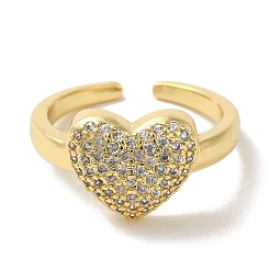 Anillo de brazalete de latón micro pavimentado con circonitas cúbicas transparentes&nbsp;RJEW-P104-07G