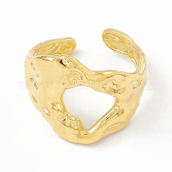 Bague ouverte creuse large en acier inoxydable 304 avec placage ionique (IP) pour femme&nbsp;RJEW-G275-04G