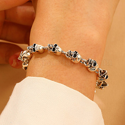 Legierung Schädel Link Armbänder&nbsp;WH-WG07BCE-01