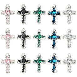 15 pz 5 colori smalto in lega con ciondoli di strass&nbsp;FIND-CJ0005-93