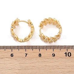 Boucles d'oreilles créoles en laiton à motif de feuilles&nbsp;KK-U058-64G