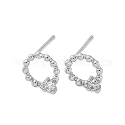 Orecchini a bottone in ottone con zirconi chiari&nbsp;EJEW-Q014-33P