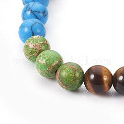 Pulseras elásticas de piedra natural y resina elástica&nbsp;BJEW-JB03907-01