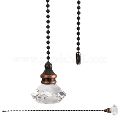 Rallonges de chaîne de traction pour ventilateur de plafond avec breloques en verre diamant&nbsp;HJEW-WH20003-33A