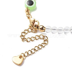 Pulsera y collar con cuentas de mal de ojo de resina y cristal de cuarzo natural&nbsp;SJEW-JS01253