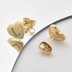 Boucles d'oreilles en laiton plaqué micro pavé de zircons cubiques transparents&nbsp;EJEW-K299-01G-L